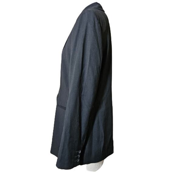 Ann Taylor Black Pinstripe Wool Blend Blazer Jacket Size 8 - Picture 4 of 4